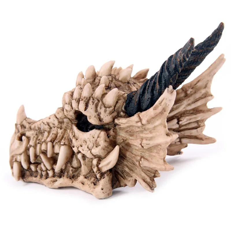 Snarling Magical Dragon Skull Treasure Trinket Box Piggy Bank Medieval Gothic Horned Dragon Skull Sculpture Statue Coin Box - Image 3