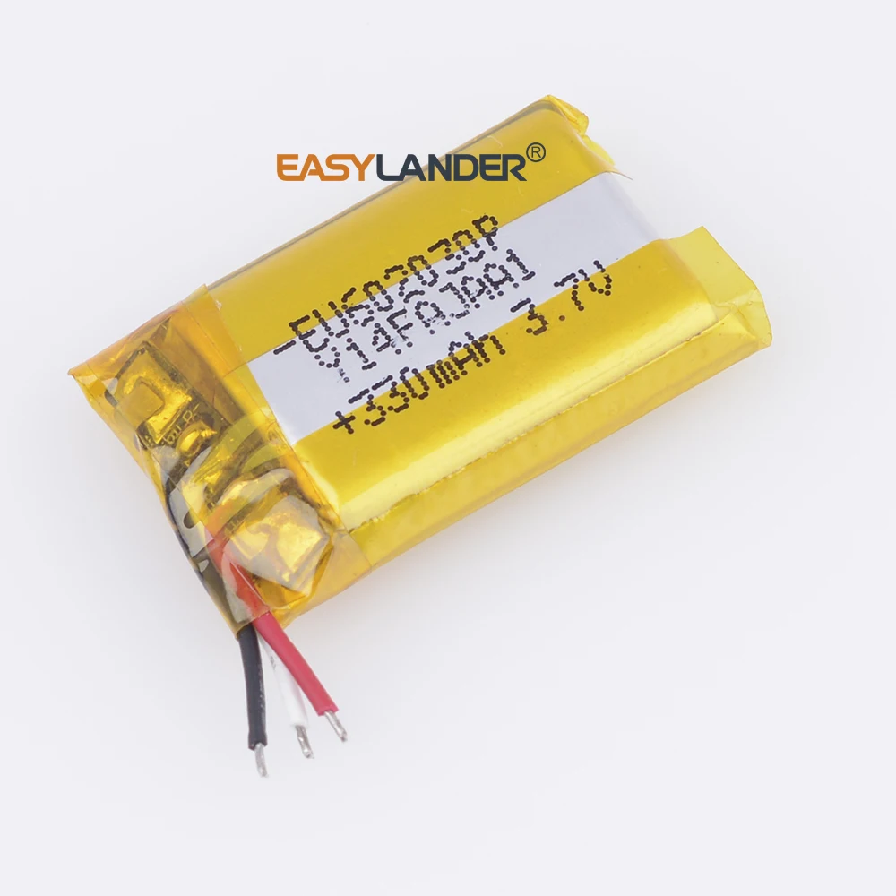 3-wire 602030 3.7V 330mAh Rechargeable Lithium Li-ion Polymer Battery for Smart Watch GPS DVR TOYS MP3