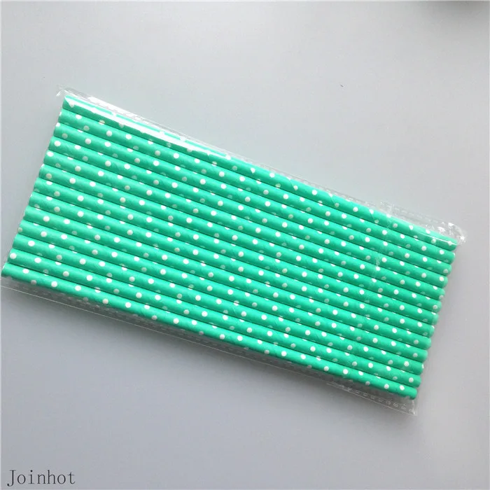 25pcs/lot Polka Dot Green paper drinking straws creative drinking straw Wedding Decorations Birthday Party