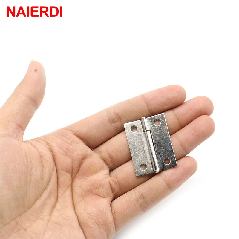 NAIERDI 20pcs Cabinet Hinges 1.5Inch Stainless Steel Mini Drawer Jewelry Box Hinge Silver Door Hinge For Decoration Hardware