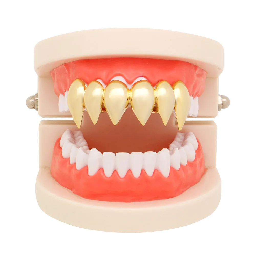 A Row Sharp teeth Grillzs Fang Men Hip Hop Top TeethGrillz Vampire Fang Men's Hip Hop Rapper Jewelry