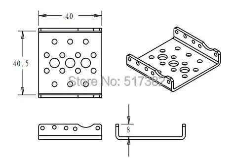 Free shipping 10x  Side Bracket for RDS3115 robot servo Silver sandblasting oxidation  metal U brackets