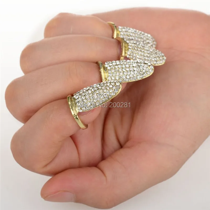 Sparkling Crown Bowknot Fingernail Midi Art Finger Tip Ring Adjustable Crystal Nail Rings For Women Jewelry Accessories