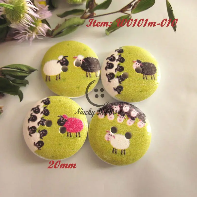 144pcs mixed 20mm sheep wood buttons wholesale children's clothes / home decor / craft  / scrapbooking / sewing accessories