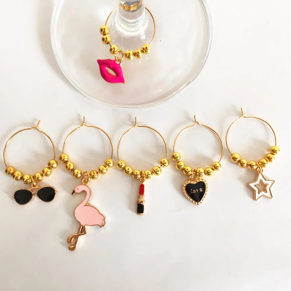 Wine charms New Fashion Design 6PCS Wine Glass Charms Rings Marker Christmas Party Bar Table Decorations Christmas Gift