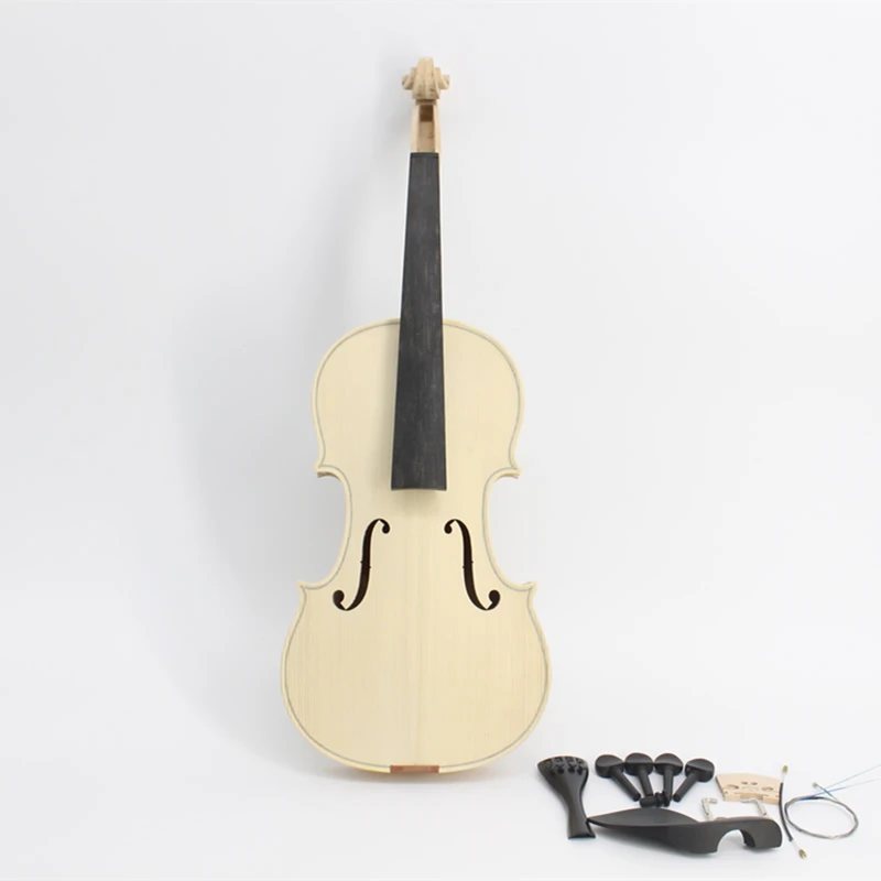 Unfinished White Violin Selective 10 Years Natural Dried Maple Back Spruce Top Handmade Violino Full Size with Fittings