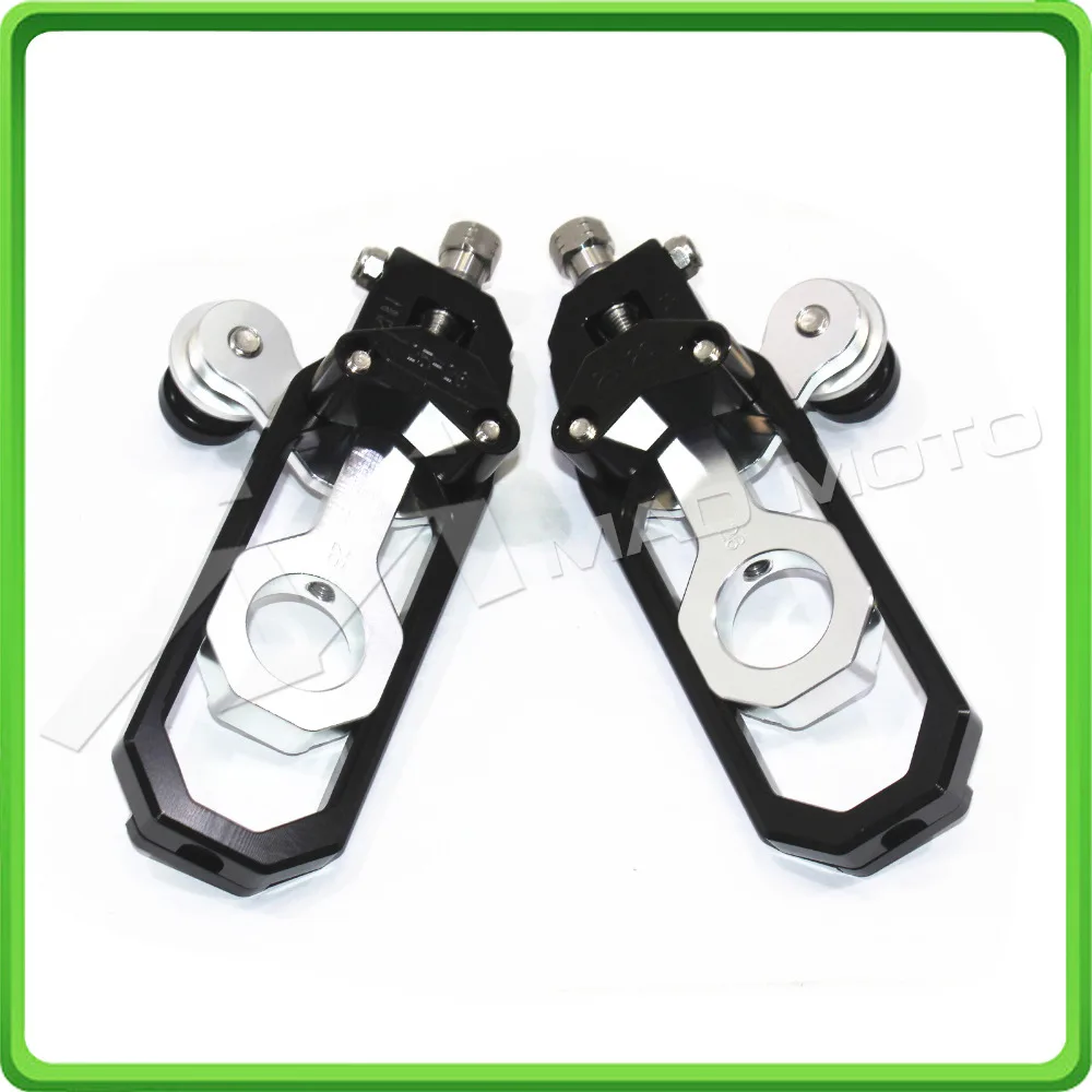 Motorcycle Chain Tensioner Adjuster with paddock bobbins kit for Yamaha YZF-R1 R1M R1S 2015 2016 2017 15 16 17 Black&Silver