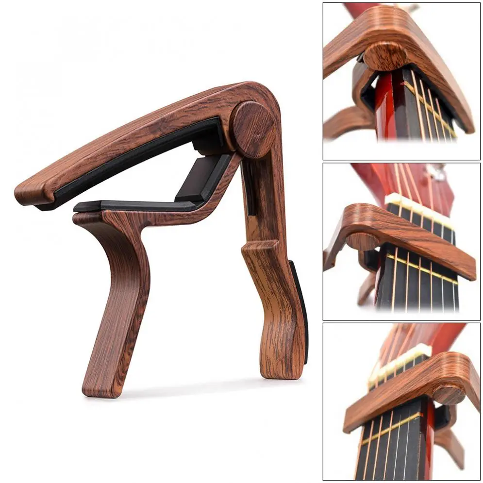 

Wood Grain Metal Guitar Capo with Perfect Silicon Cushion for Acoustic Guitar Ukulele Tuning