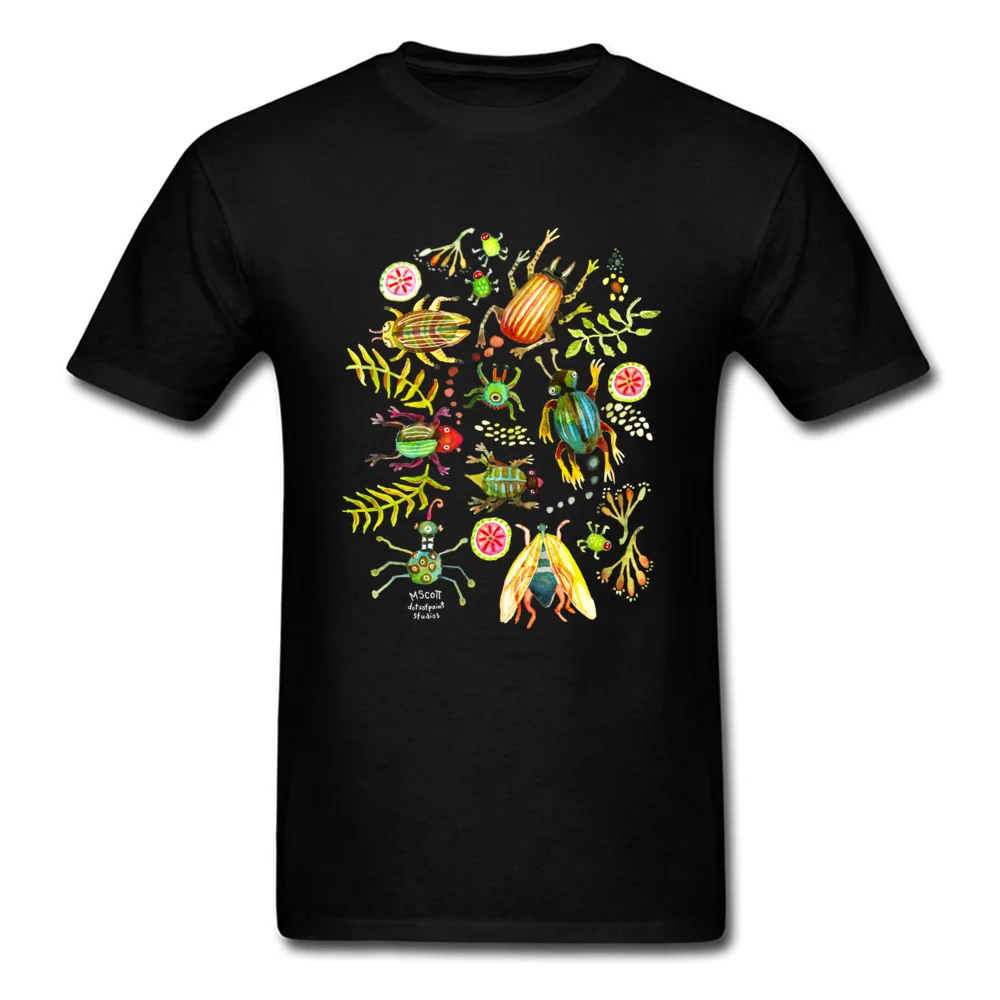 Summer Bugs And Insects T-shirt Men Casual T Shirt Black Tshirt Forest Style Clothes Childhood Tops Tees Cotton Fabric O Neck