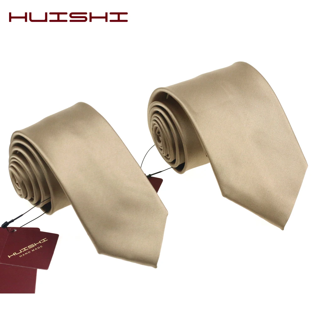 

HUISHI 8cm Fashion Light Brown Solid Classic Necktie Coffee Necktie 100% Waterproof Ties For Men Wedding Business Accessories