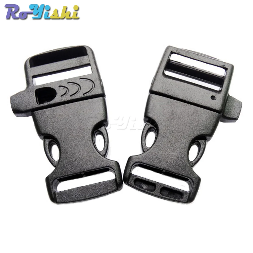 3/4\'\'Emergency Survival Side Release Whistle Buckles For Paracord Bracelet Black