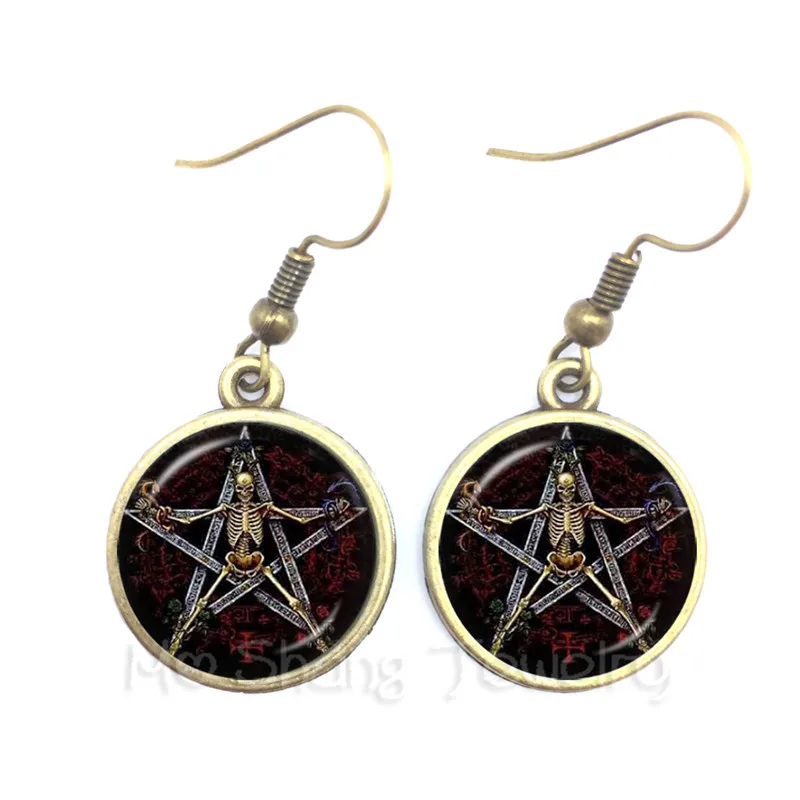 Satanic Baphomet Pentagram Earrings Gothic Satanism Evil Occult Pentacle Jewelry Pagan Charm Gift For Friends