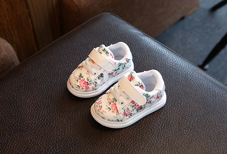 New Kids Shoes For Girls Fashion Children Casual Shoes Floral Cute Toddler Kids Sneakers Breathable Baby Girls Shoes EU 21-30