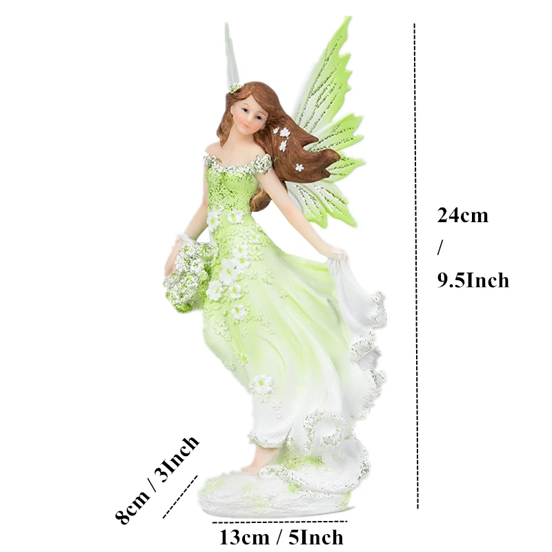 Imagem -04 - Vilead Resina Anjo Fada Estatueta Unicórnio Chifre Flor Fada Jardim Estátua Cavalo Miniaturas Animal Moderno Casa Decoracion Hogar