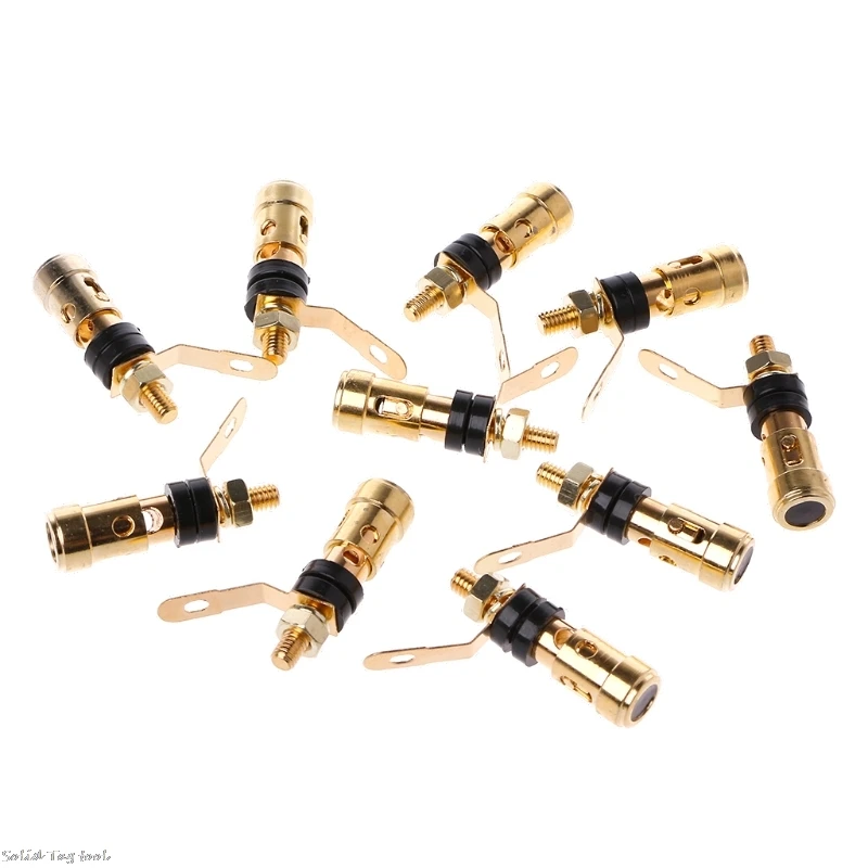 10PCS Brass Speaker Binding Post Spring Loaded Press Subwoofer Basket Terminal 4XFD