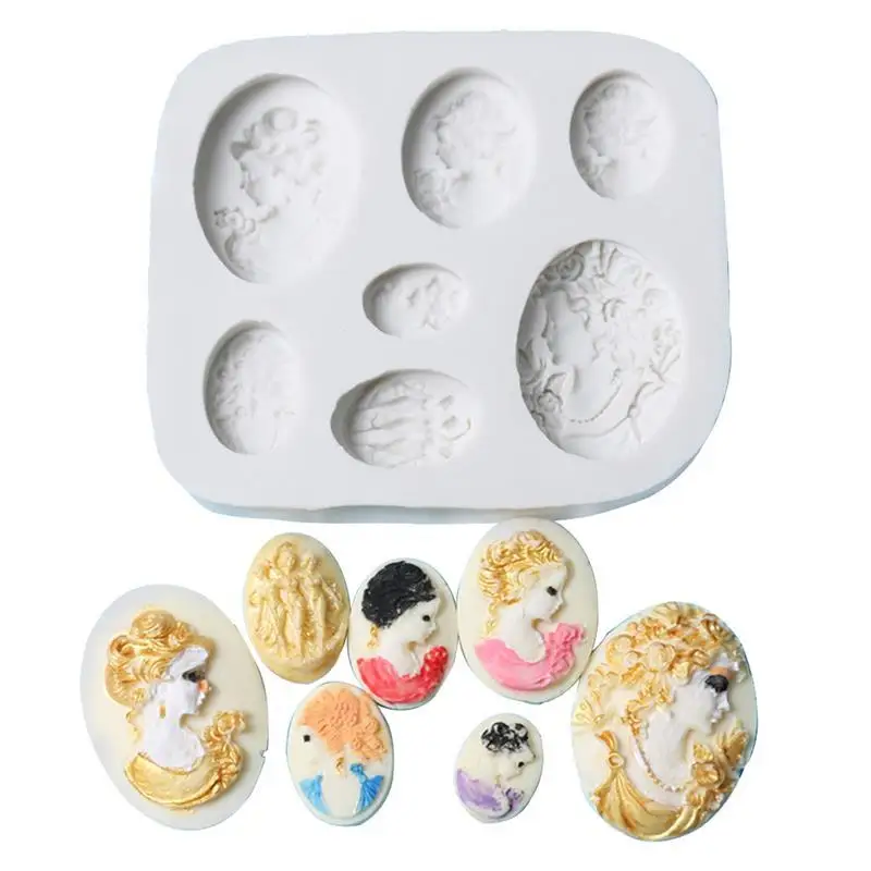 Beauty Women Shape Cameo Silicone Cake Mold Fondant Mold Jelly Candy Chocolate Soap Mold Decorating Bakeware