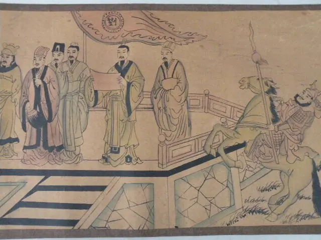 

Hand-painted Old Chinese paintings Painting Scroll,long axis of the Qing Dynasty ," Five Hero of War",L''315cm,