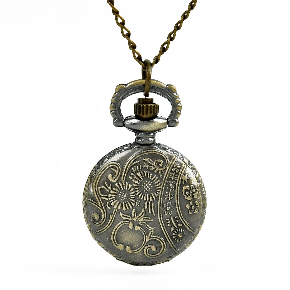 Luxury Practical Bronze Four Petals Pocket Watch Antique Pendant Hollow Mens Lady Necklace Classical Chain Gift