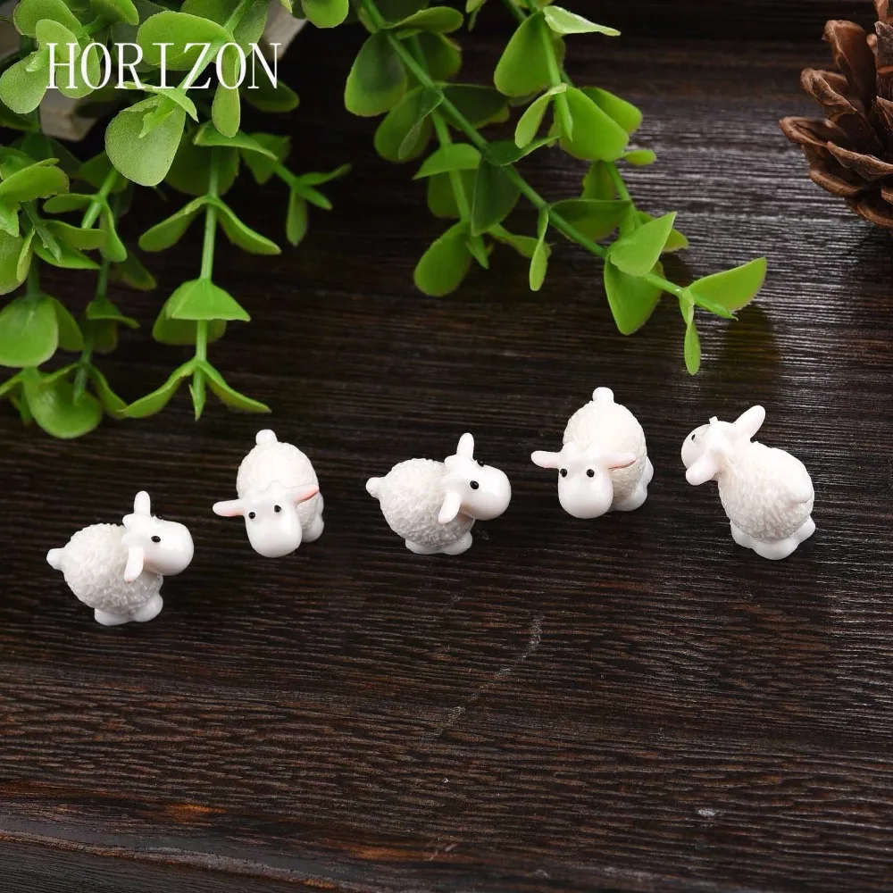 5Pcs Set Kawaii Mini Sheep Animals Home Micro Fairy Garden Figurines Miniatures Garden Decor DIY Accessories