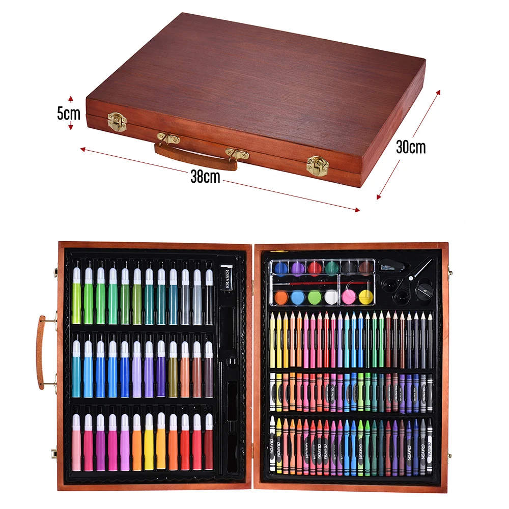 148pcs Color Pencil Color Markers Pencils Crayons Oil Pastels Watercolor Painting Deluxe Art Set for Kids with Wooden Case