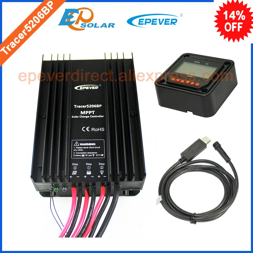 

12v portable solar charge mppt EPEVER controller Tracer5206BP 20A 20amp USB conntect PC software and MT50 remote meter