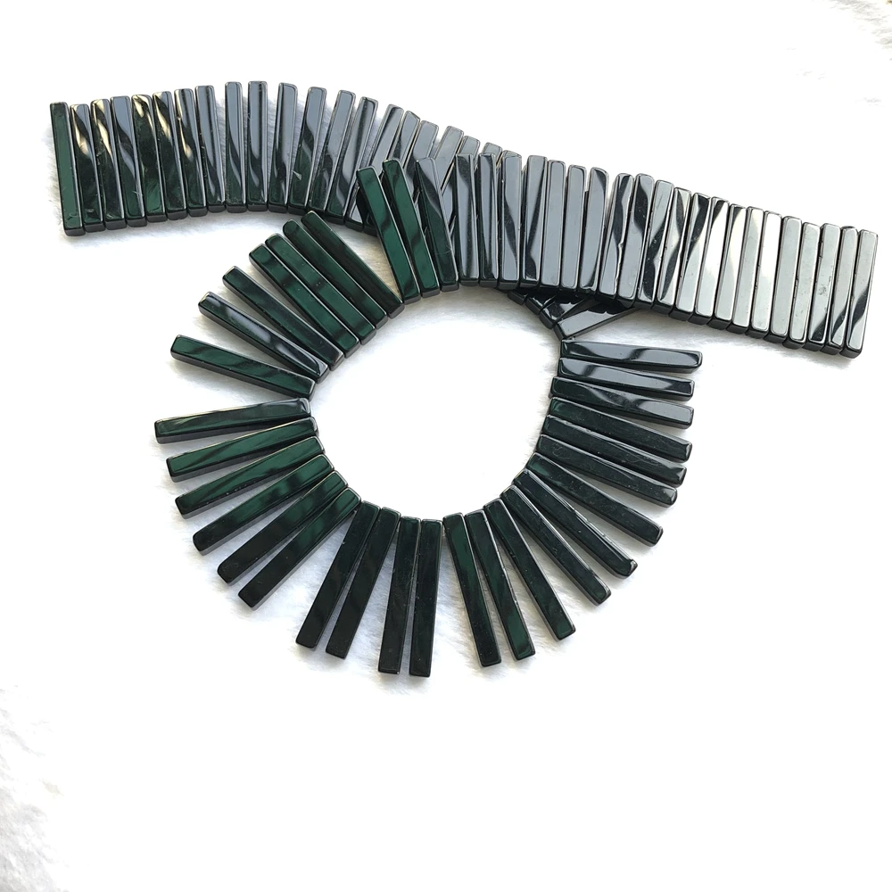 Natural Black Agate Onyx Beads,Long Strip Beads 4x5x35mm Blade,Necklace Beads,Jewelry DIY Finding,Top Drilled,1string of 76pc