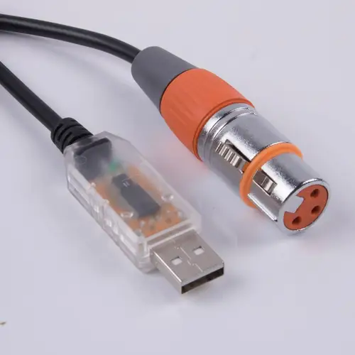Imagen 2 del producto Cable adaptador de interfaz USB a DMX, 3/6 /10/ 12 pies de longitud, luz de escenario, controlador DMX512 para PC, atenuador, Cable de conversión de señal USB DMX