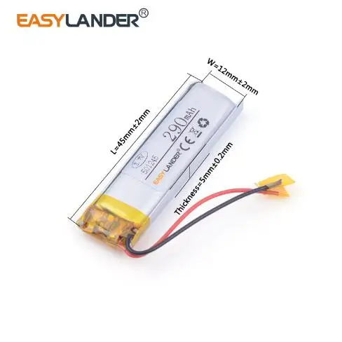 501245 3.7V 290mAh Rechargeable Lithium Li-ion Li Polymer Battery For bluetooth convert DIY Sex toy LED Light mp3 mp4 DVR