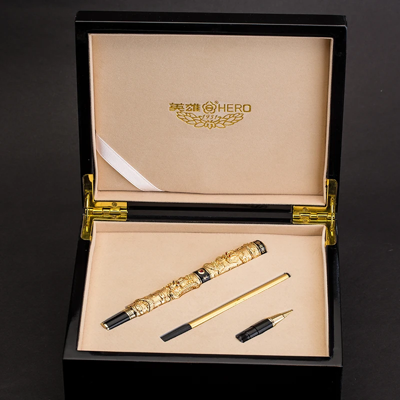 

HERO Fountain Pen 2000 Ink Pen 12K Gold Pen Metal Collection Signature Pen Gift Box Gift Giving