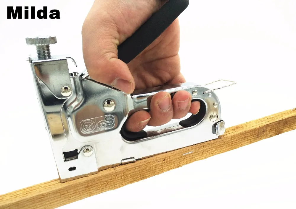 Milda 3-way Manual Heavy Duty Hand Nail Gun Furniture Stapler For Framing with 1000pc Staples By Free Woodworking Tacker Tools