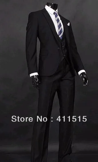 

free shipping/custom suit/Black Slim Groom Tuxedos Best Man Notch Lapel Groomsmen Men Wedding groom wear dress /men suit