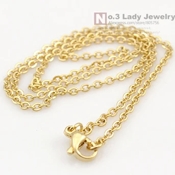 Gold Color Stainless Steel Chain Necklace, 60cm*2.4mm, jewellery Accessories, Good Quanlity, Wholesale bijioux WN100