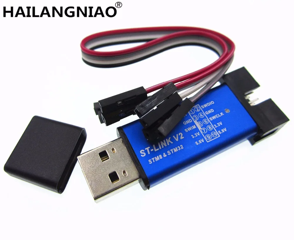 New 1PCS ST LINK Stlink ST-Link V2 Mini STM8 STM32 Simulator Download Programmer Programming With Cover