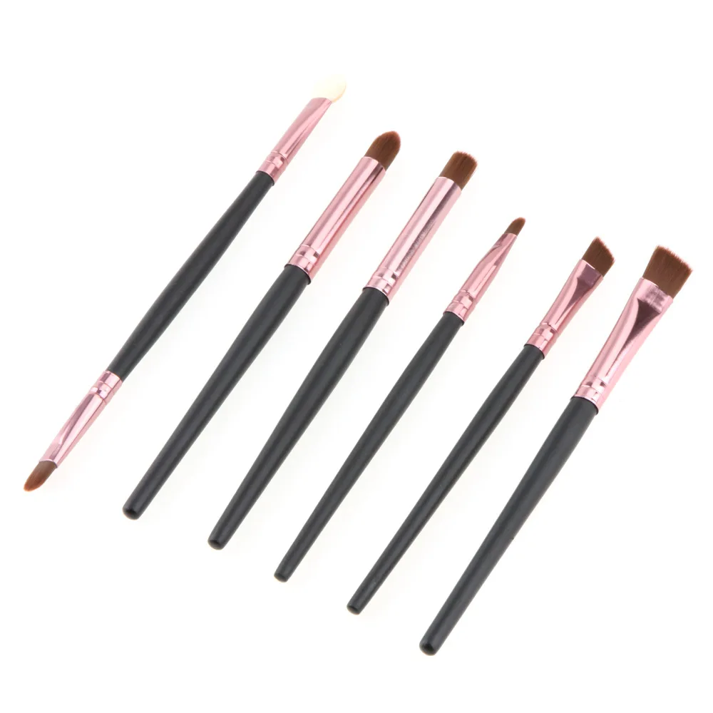 6 PCS Wooden Handle Eye Makeup Brushes Professional Flat Angled Brush Cosmetics Make Up Brushes Set Hairbrush Pincel Maquiagem