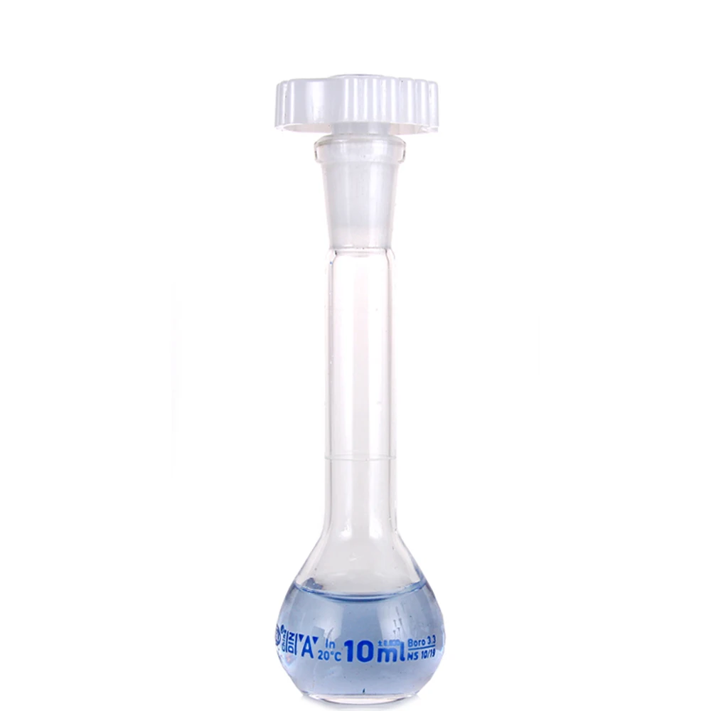 10ml Transparent Lab Borosilicate Glass Volumetric Flask with plastic Stopper Office Lab Chemistry Clear Glassware Supply