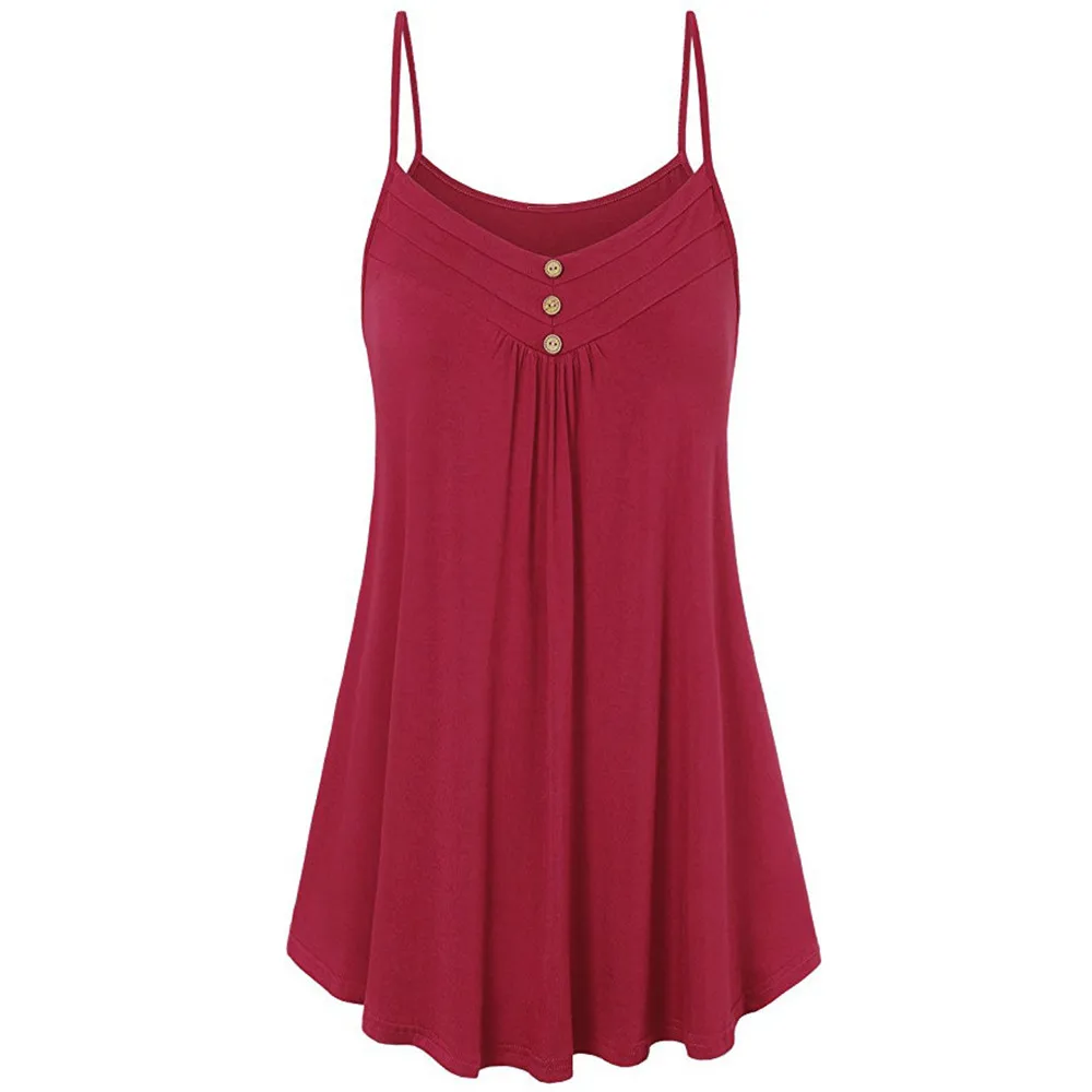  5XL Summer Tank Top Womens Tunic Button V Neck Tops Sleeveless Loose Casual Camis Ladies Clothes Women  haut femme#H20 image 6