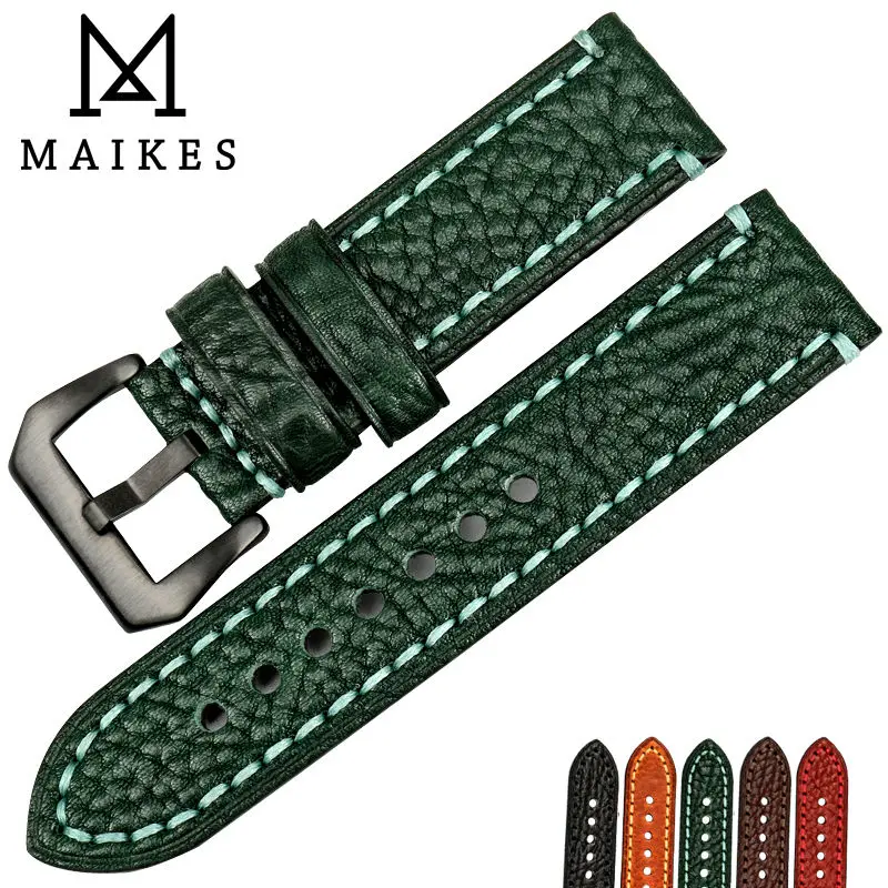 MAIKES Good quality Italian leather watch strap 20mm 22mm 24mm 26mm watchbands watch band for samsung gear s3 watch bracelet