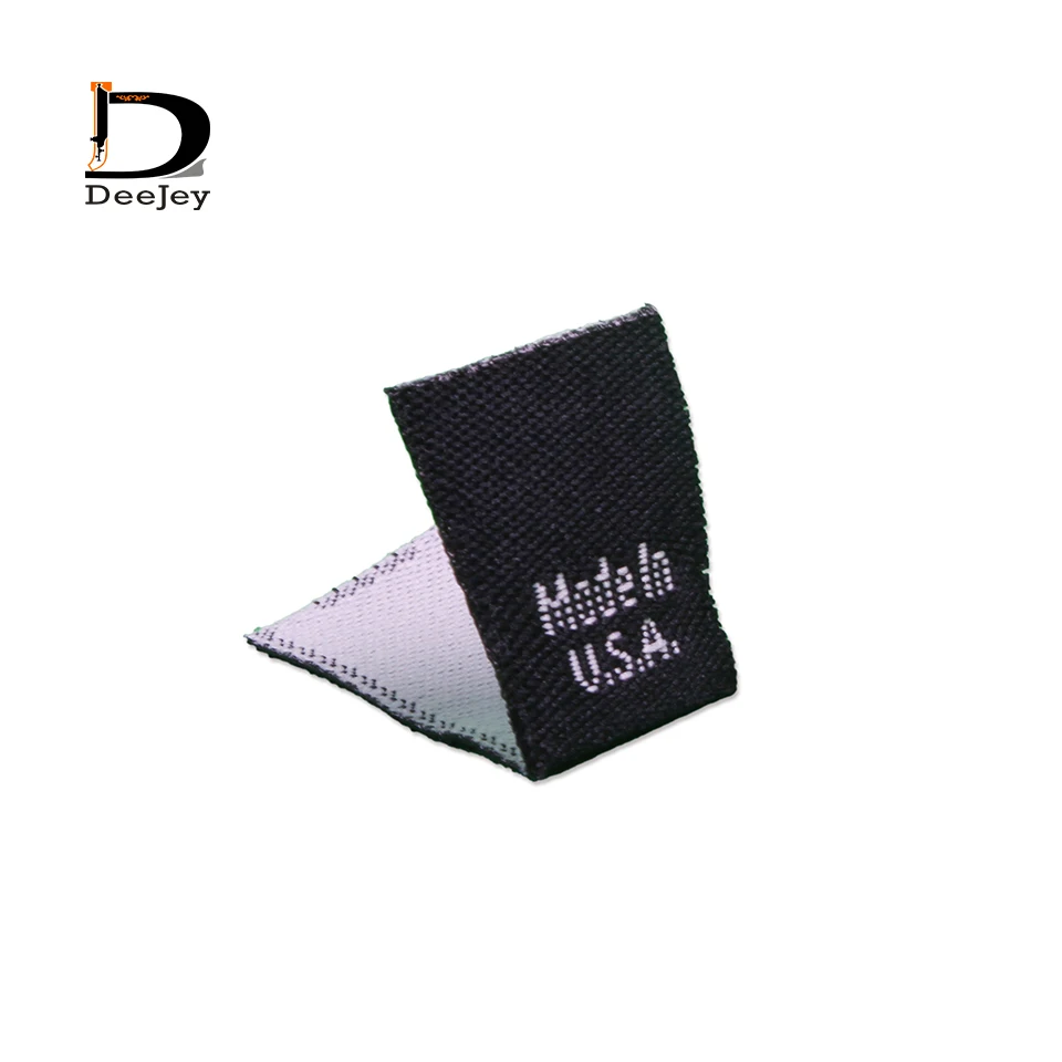 woven clothing tags made in china country origin black label tag 15x20mm center folded labels 150pcs lot