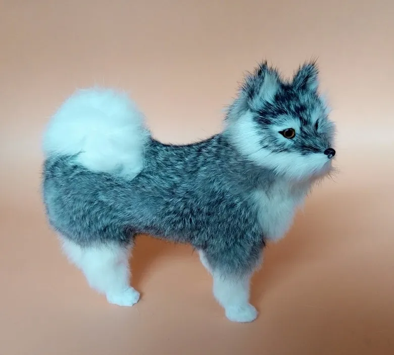 about 24x8x20cm simulation gray samoyed dog toy lifelike dog model home decoration gift t136