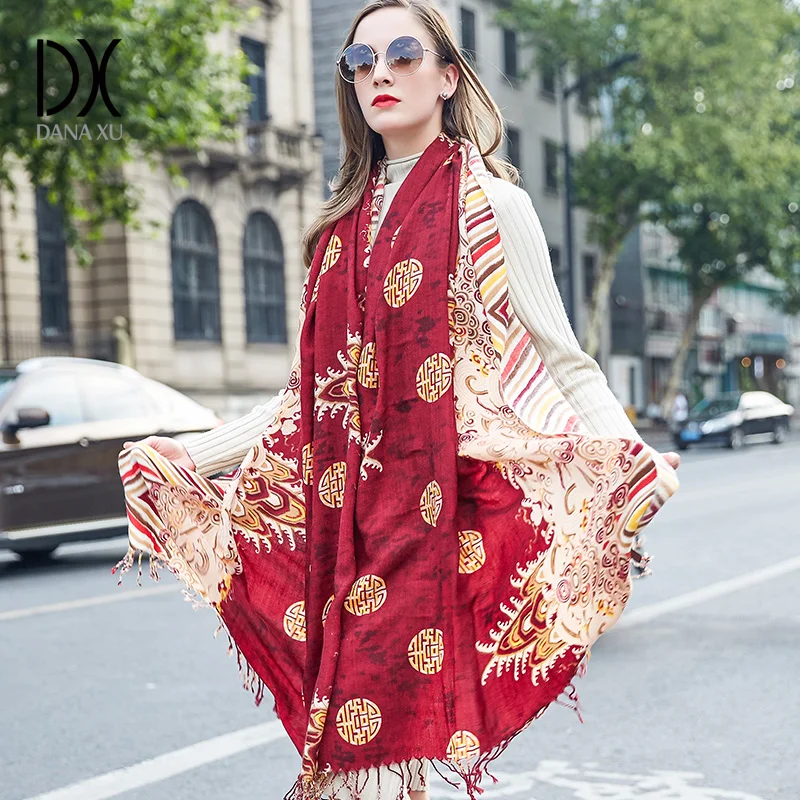 

New Women Winter Fashion Boho Style Plaid Thick Warm Poncho Wool Sweater Pashmina Scarves and Stoles Oversized Blanket Wrap 2018