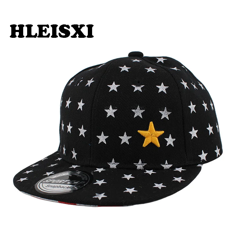 New Fashion Children Baseball Caps Boys Star Cap Adjustable Floral 4 Colors Black Summer Hat Outdoor Girl Kids Snapback Sale