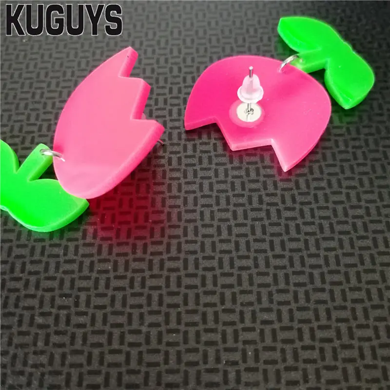 KUGUYS Trendy Jewelry Plant Drop Earrings for Women Fashion White Hot Pink Flower Lovely Accessories