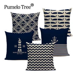 Blue Nautical Throw Pillows case Anchor Sea Style Throw Case Sofa Home Car Decorative Custom Printing Cushion Pillow Case Cover