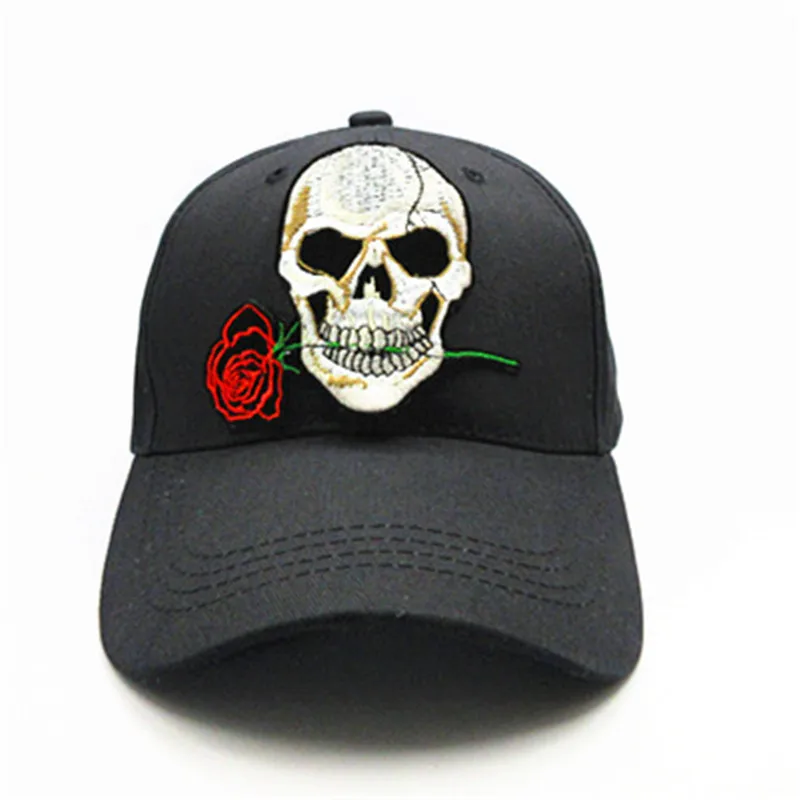 Rose Skull embroidery cotton Casquette Baseball Cap hip-hop cap Adjustable Snapback Hats for kids men women 142