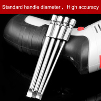4pcs/lot S2 Steel Magnetic Slotted Screwdriver Bits Set Slotted Electric Screwdriver 100mm Length