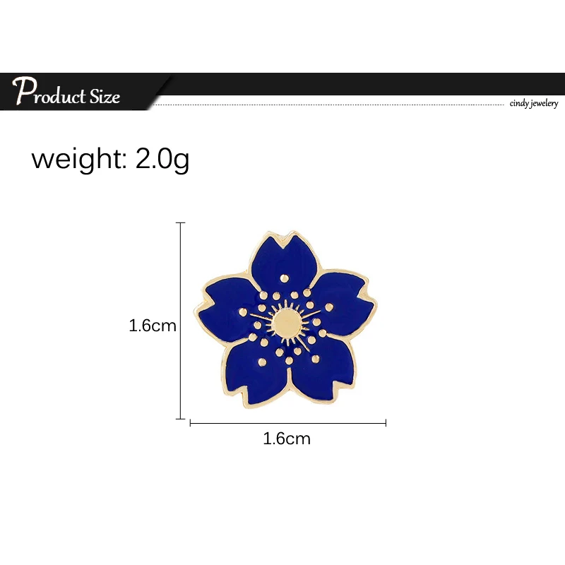 Cartoon 5 Color Mini Cherry Flower Brooch Simple Style Enamel Pin Brooches Denim Jackets Lapel Badge Pins Button Fashion Jewelry