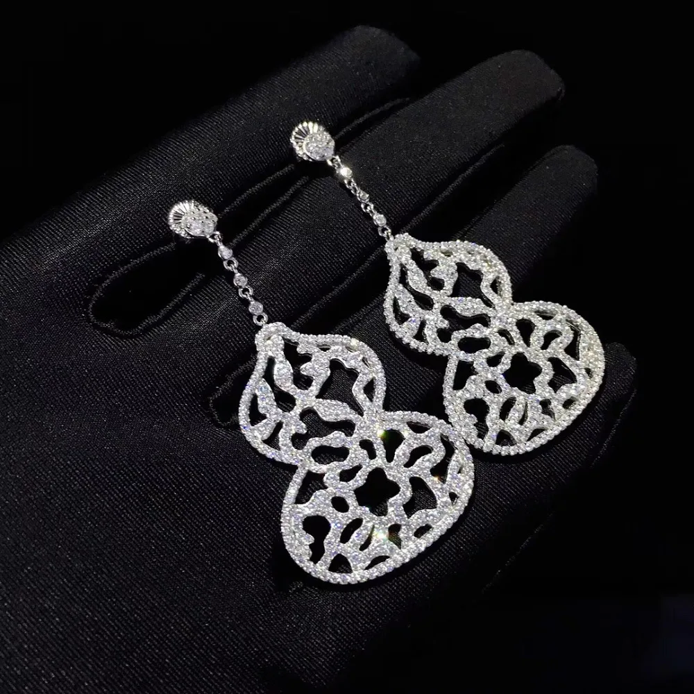 hollowed-out cucurbit drop earring 925 sterling silver fine women jewelry for party high quality pave stone free shipping