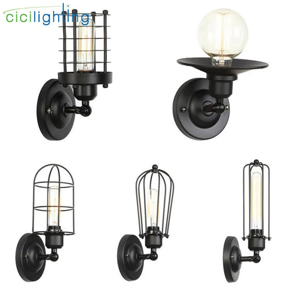 

AC100-240 Black Wall Sconces Minimalist Industrial Iron Novelty Hallway Stairs Bedside Lamp Decorative Wall Light Sconce