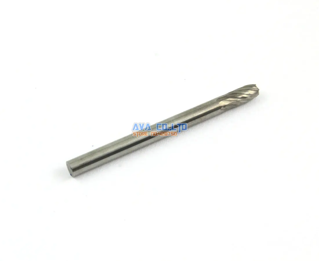 10 Pieces 3mm Tungsten Carbide Burr Rotary Cutter File 3mm Shank Single Cut (NO.4)