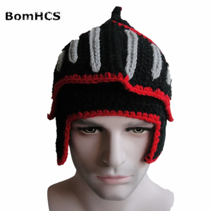 BomHCS Men\'s Warm Cable Handmade Knitted Beanie Warrior Helmet Hat Cap with Mask